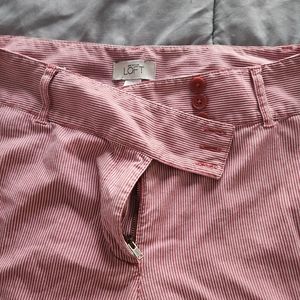 Ann Taylor Loft Capris, Red with White Pin Stripe, Size 12